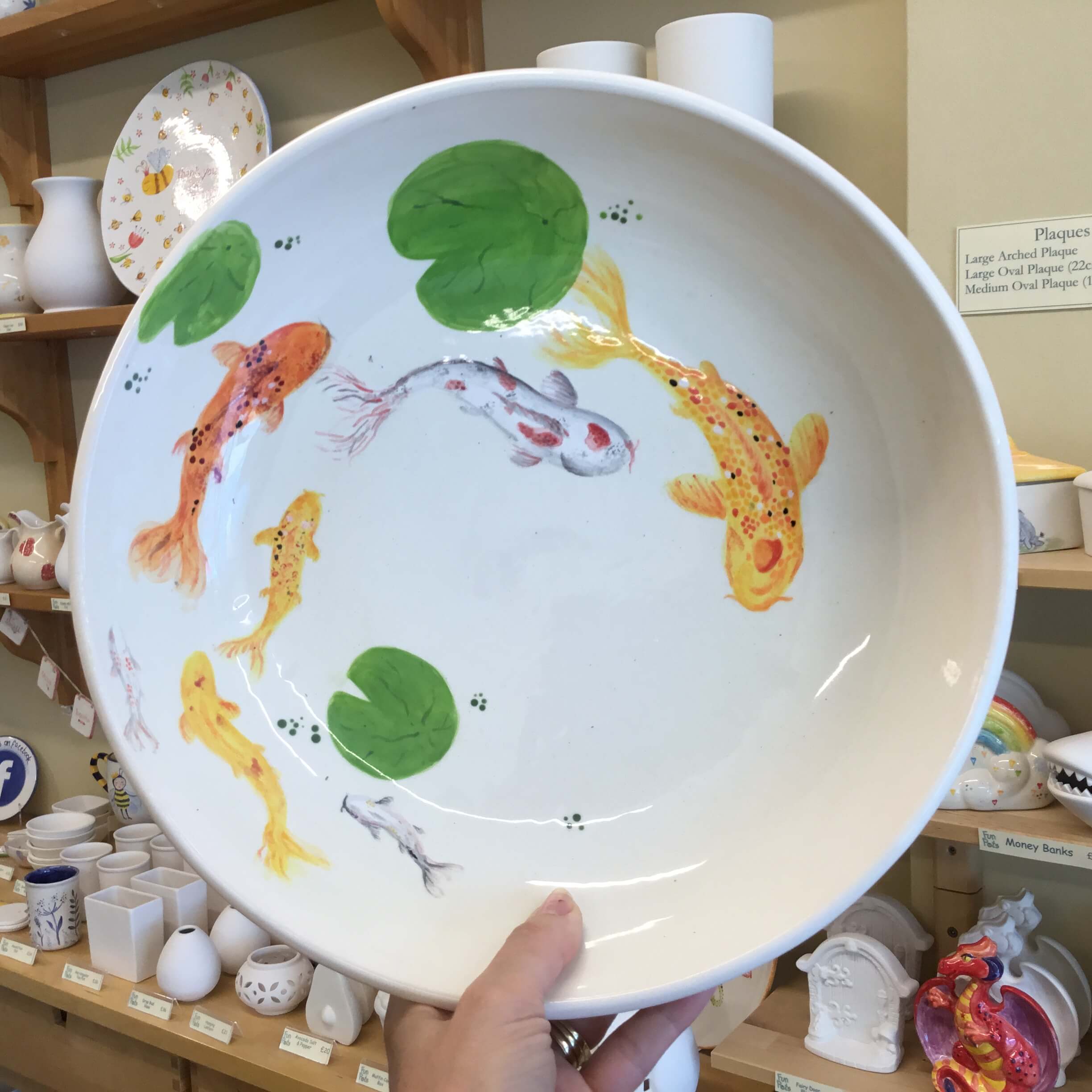 Large Shallow Fruit Bowl - fish